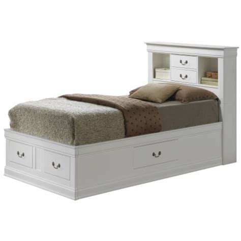 Louis Philippe White Twin Storage Platform Bed With 6 Storage Drawers ...