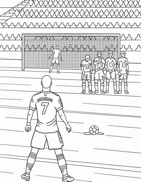 Coloriage Cristiano Ronaldo tire le coup franc dessin gratuit à imprimer