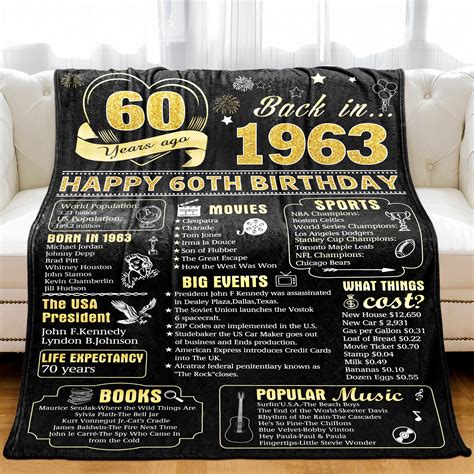 Happy 60th Birthday Blanket Tback In 1963soft Flannel Fleece Throw Blanket Travel