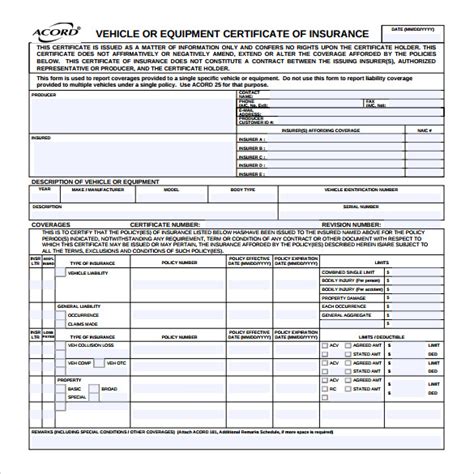 Blank Pdf Certificate Of Insurance Form