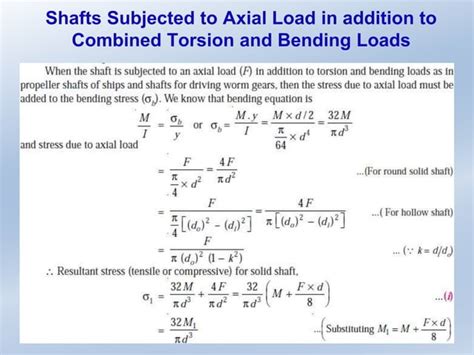 Shaft Shafts Subjected To Axial Load In Addition To Combined Torsion