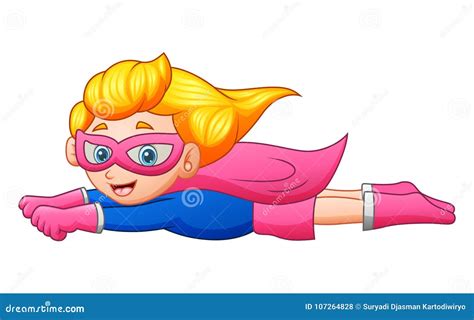 Cartoon Superhero Girl Flying Stock Vector - Illustration of humor, happy: 107264828