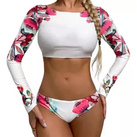 Traje De Baño Dama Bikini 2 Piezas Manga Larga Envío gratis