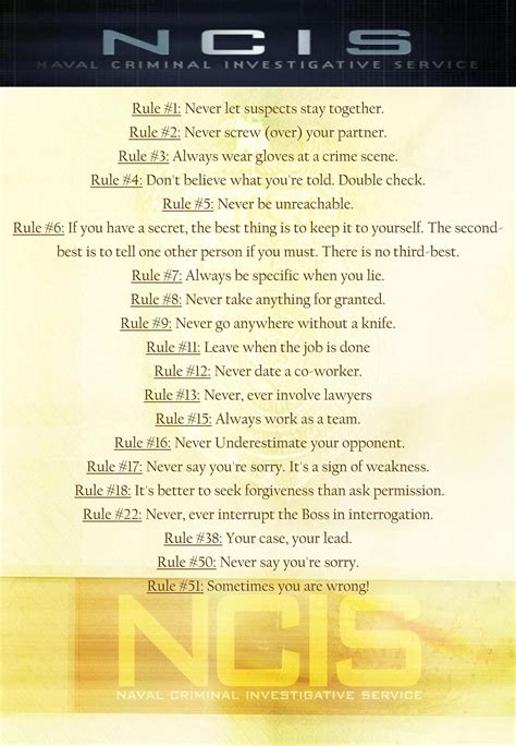 Ncis Gibbs Rules Printable List Pdf