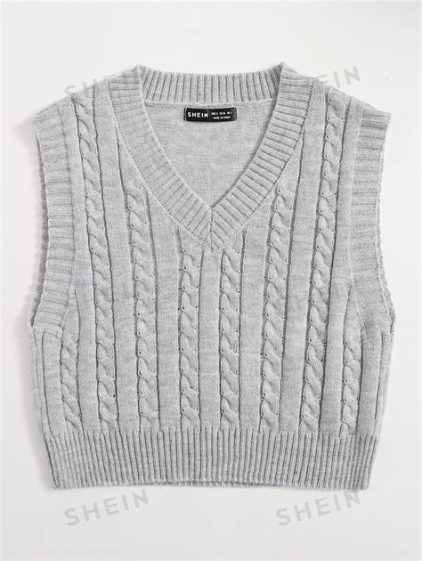 Shein Ezwear Cable Knit Sweater Vest Shein Uk