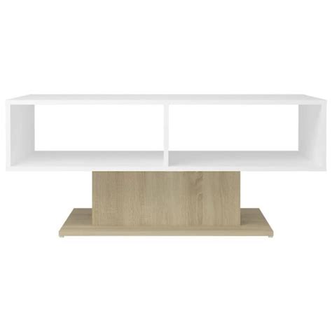 Zerodis Table Basse Blanc Et Ch Ne Sonoma X X Cm Agglom R