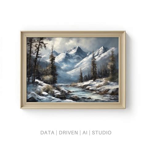 Cold Winter Scene Oil Painting Mountain Stream Original - Etsy