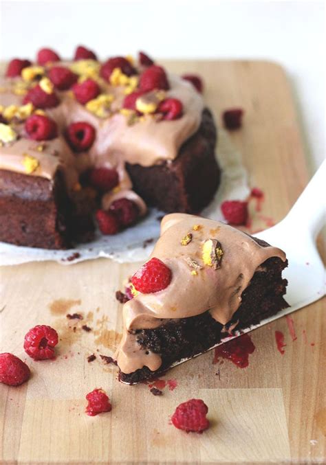 Flourless Chocolate Cake With Nutella Mousse Raspberries And Honeycomb