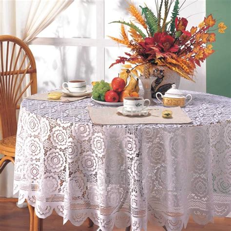 Lobboy Nappe De Table 180cm Polyester Dentelle Nappe Ronde Table En