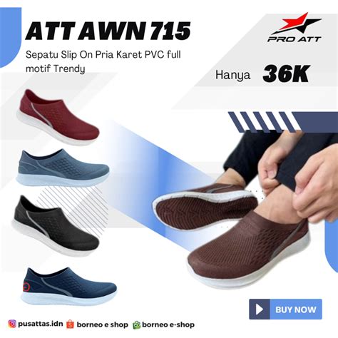 Jual Bisa Cod Sepatu Karet Pria Slip On Att Awn Shopee Indonesia