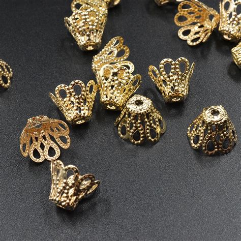 FLTMRH 270Pcs Cone Filigree Bead Caps Findings 8 7mm Jewelry Findings