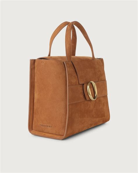 Orciani Borsa A Mano Grande Ofelia Nabucco In Nubuck Colore Brandy