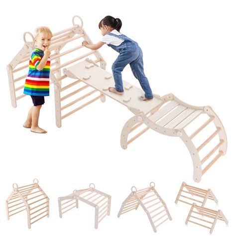 NAViNE Indoor Toddler Climbing Toys, Pikler Triangle with Arch/Ramp ...