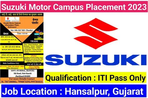 Suzuki Motor Gujarat Campus Placement 2023