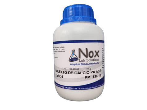 SULFATO DE CALCIO ANIDRO PA ACS 500G Reagentes Químicos Nox Solutions