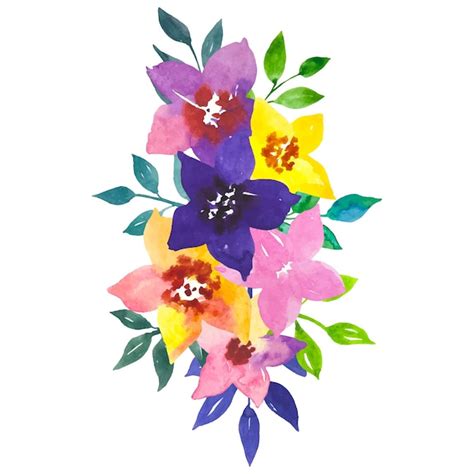 Premium Vector Floral Watercolor Composition Of Bright Flowers