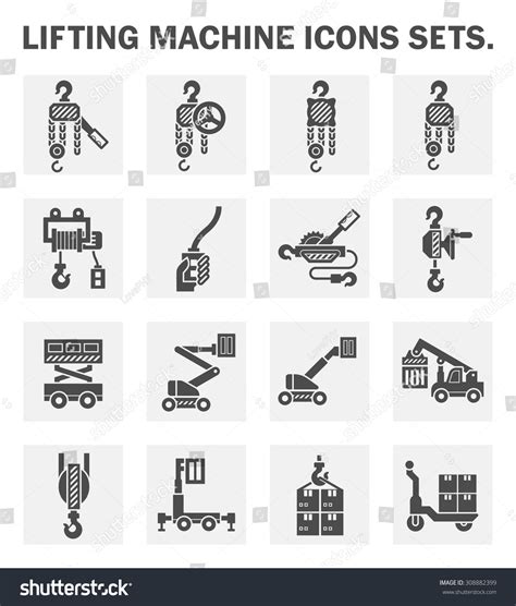 Lifting Machine Icons Sets Stock Vector 308882399 Shutterstock