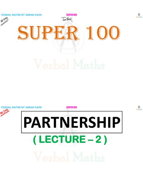 Partnership Class 2 QA Heynpdf VERBAL MATHS BY ABHAS SAINI Super