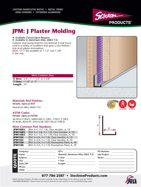 Fillable Online Jpm J Plaster Molding From Stockton Products A Fax