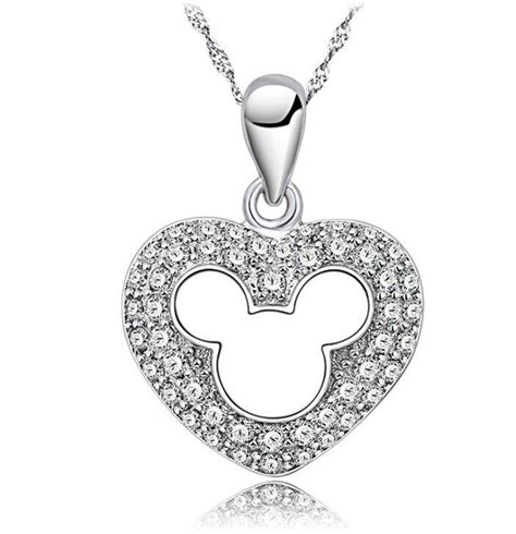 Sterling Silver Mickey Mouse Zirconia Cz Pendant Necklace Etsy