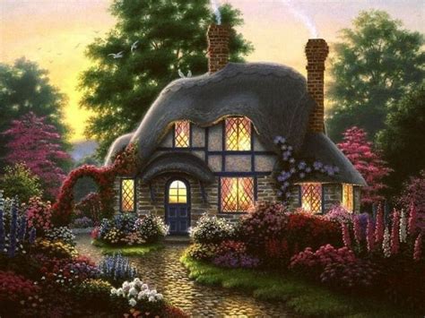 Twilight Cottage Belle Image Nature Richard Burns Cartoon House