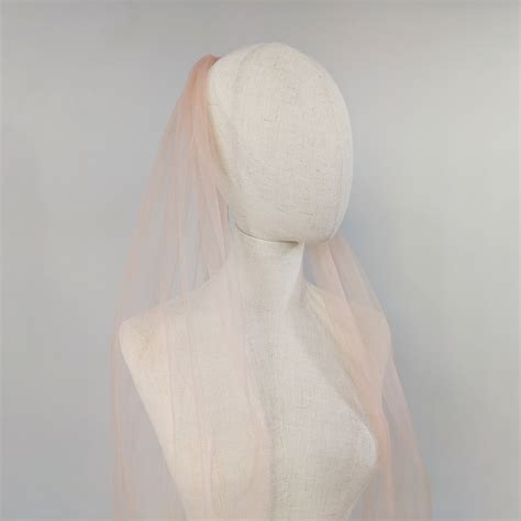 Blush Pink Wedding Veil Nude Blush Color Fabric Rose Gold Color Bridal Comb Etsy