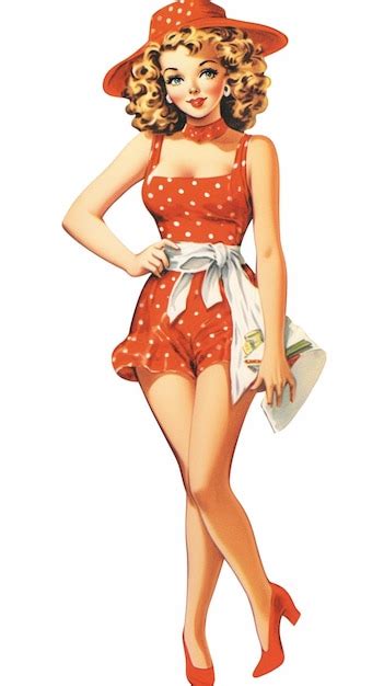 Premium Ai Image Arafed Image Of A Pinup Girl In A Red Polka Dot Dress And Hat Generative Ai