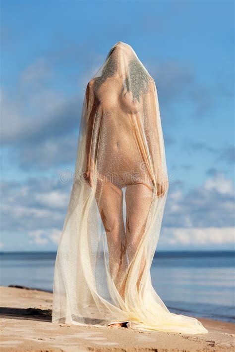 Absolutely Naked Woman Is Resting On The Sea Coast Stock Image Image Of Material Beach 238544233