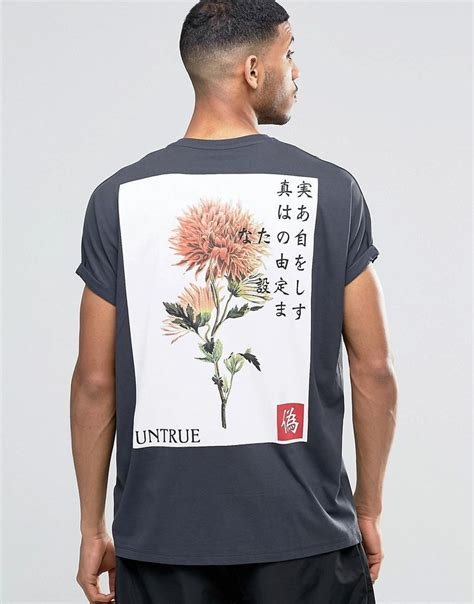 Asos Super Oversized T Shirt With Chinese Style Back Print And Roll