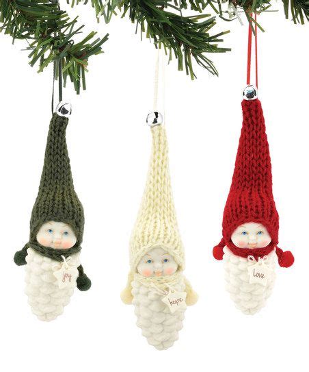 Enesco Porcelain Snowbabies Cone Ornament Set Of Three Ornament Set