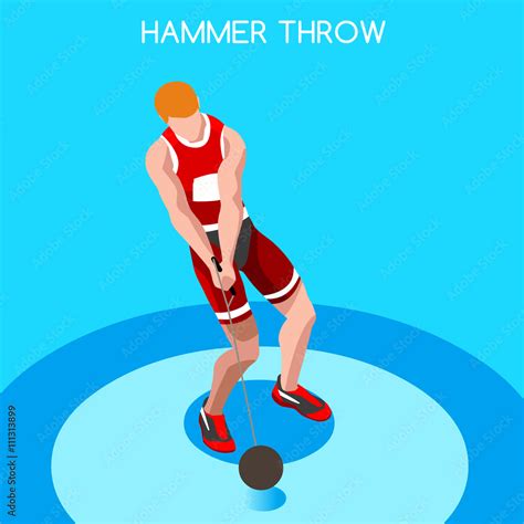 Athletics Hammer Throw Summer Games Icon Set3d Isometric Athlete