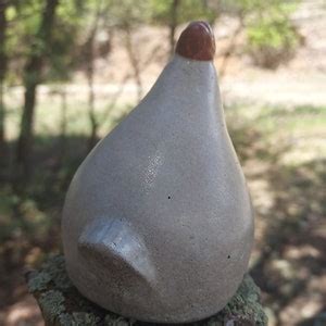 The Naked Chicken Hen Statue Natural Stone Body Muted Red Comb Wattle Concrete Statue