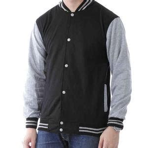 Jual Promo Jaket Baseball Polos Hitam Lengan Abu Tua Diskon Jacket