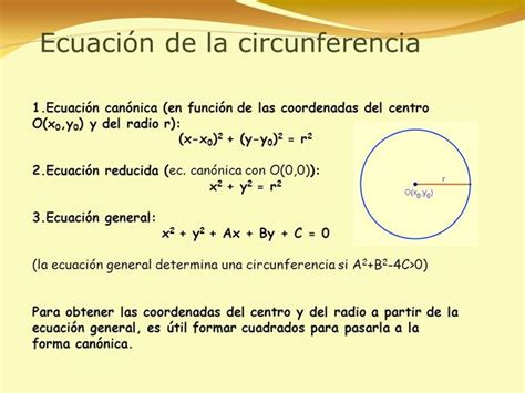 Ecuacion De La Circuferencia