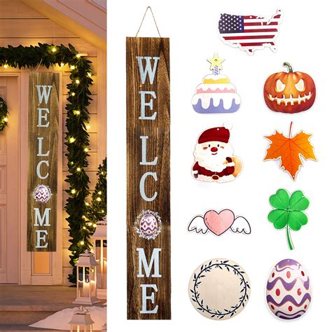 Buy Taee Farmhouse Welcome Sign For Front Door Porch With Seasonal