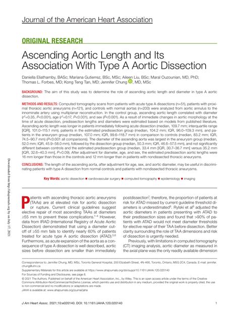 Pdf Ascending Aortic Length And Its Association With Type A Aortic