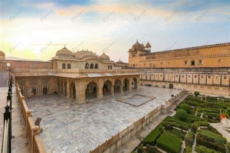 Amber Fort Royal Palace Medieval Architecture At Sunrise India Stock