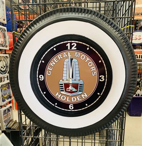 General Motors Holden White Wall Tyre Clock Nostalgia Highway