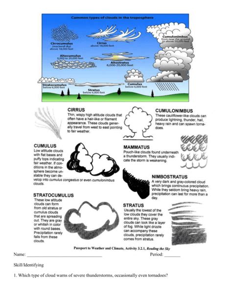 Types Of Clouds Grade 3 Worksheets