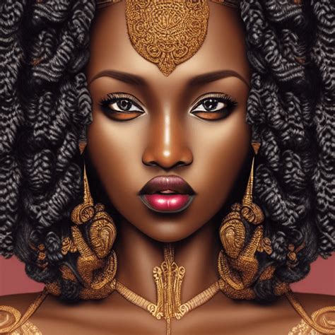 Melanin Queen Dark Skinned Woman With Big Curls · Creative Fabrica