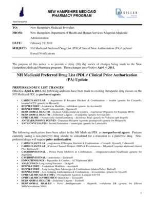 Fillable Online Dhhs Nh NH Medicaid Preferred Drug List Clinical Prior