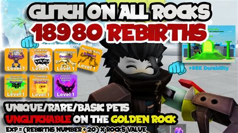 Made Glitch Pets And Auras On All Rocks At Rebirths Roblox