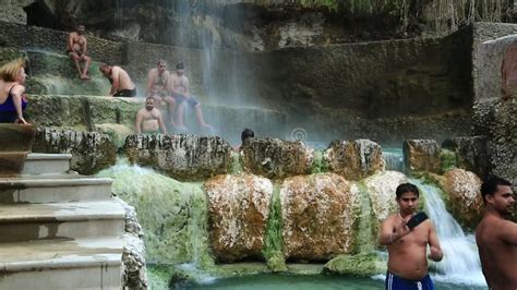 Mineral Rich Hot Springs And Natural Thermal Waterfalls In Jordan Stock Footage Video Of