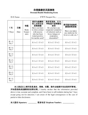 Fillable Online Attachments Personal Health Monitoring Form Docx Fax