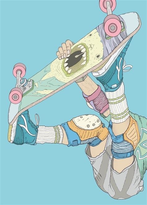 Illustration Of Skate Deck Grab Skateboard Art Skateboard Art Design