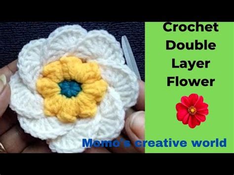 Crochet 8 Petal Flower Tutorial Ll Crochet Double Layer Flower Ll Momo