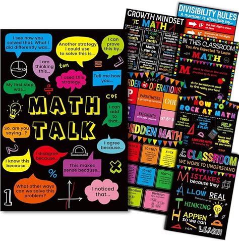 Amazon Gisgfim Pcs Math Posters Math Teacher Bulletin Board