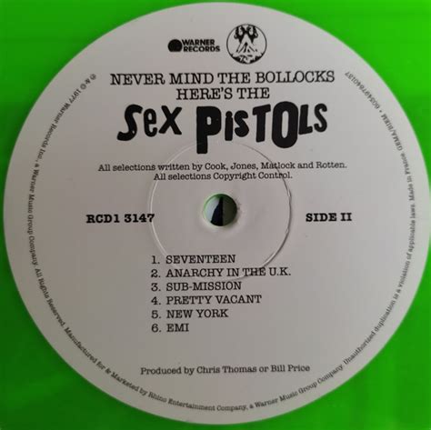 Sex Pistols Never Mind The Bollocks Usa Neon Green Vinyl Pressing