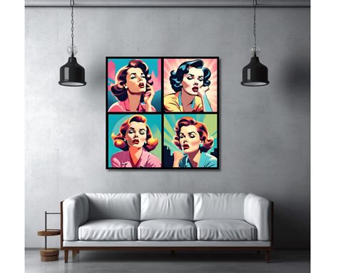 Pop Art 1950s Inspired Wall Art on Canvas, AI Created Pop Art, Gift for ...