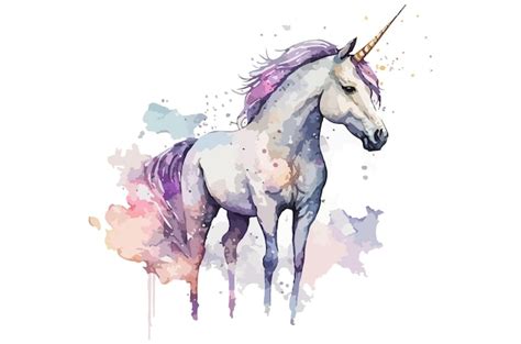 Aquarell Einhorn Vektor Illustration T Shirt Druck Premium Vektor